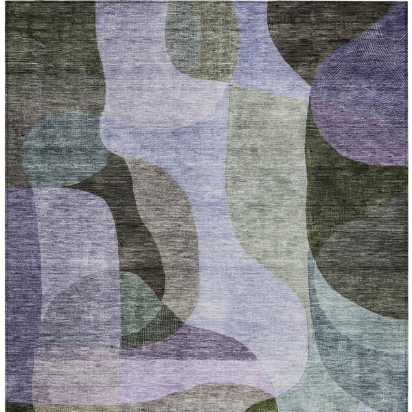 Homeroots 3' Vibrant Green, Purple, And Pink Abstract Washable Area Rug For Indoor And Outdoor Spaces 3' X 5' Polyester 604444