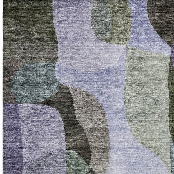 Homeroots 3' Vibrant Green, Purple, And Pink Abstract Washable Area Rug For Indoor And Outdoor Spaces 5' X 8' Polyester 604445