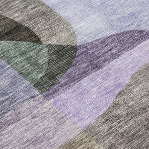 Homeroots 3' Vibrant Green, Purple, And Pink Abstract Washable Area Rug For Indoor And Outdoor Spaces 8' Round Polyester 604446