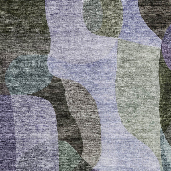 Homeroots 3' Vibrant Green, Purple, And Pink Abstract Washable Area Rug For Indoor And Outdoor Spaces 8' X 10' Polyester 604447