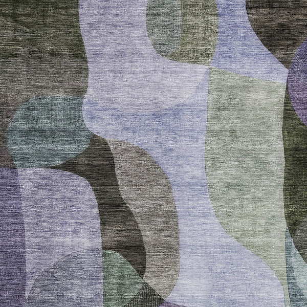 Homeroots 3' Vibrant Green, Purple, And Pink Abstract Washable Area Rug For Indoor And Outdoor Spaces 9' X 12' Polyester 604448