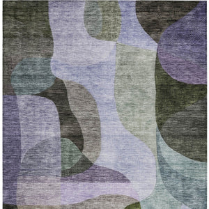 Homeroots 3' Vibrant Green, Purple, And Pink Abstract Washable Area Rug For Indoor And Outdoor Spaces 10' X 14' Polyester 604449
