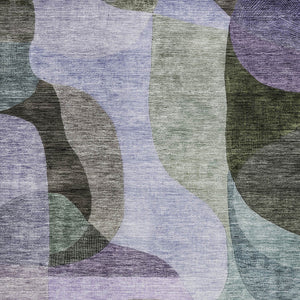 Homeroots 3' Vibrant Green, Purple, And Pink Abstract Washable Area Rug For Indoor And Outdoor Spaces 10' X 14' Polyester 604449