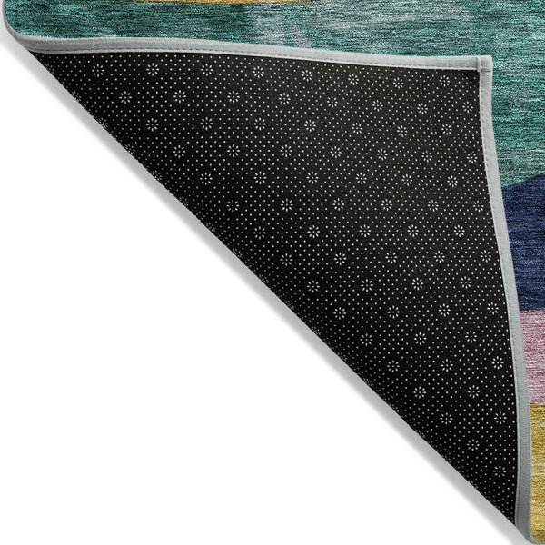 Homeroots 3' Abstract Washable Indoor Outdoor Area Rug In Green, Orange, And Pink – Stylish & Durable Decor 10' X 14' Polyester 604455