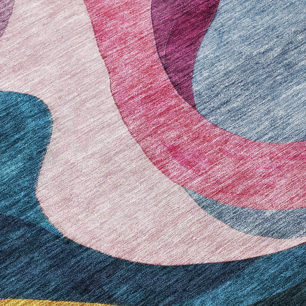 Homeroots 3' Abstract Washable Indoor Outdoor Area Rug In Green, Pink, And Gray – Durable, Stylish, Versatile 5' X 8' Polyester 604457