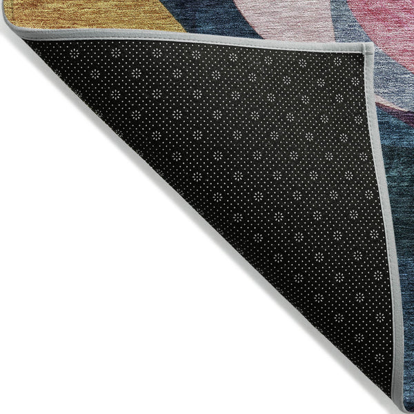 Homeroots 3' Abstract Washable Indoor Outdoor Area Rug In Green, Pink, And Gray – Durable, Stylish, Versatile 8' Round Polyester 604458