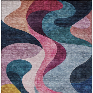 Homeroots 3' Abstract Washable Indoor Outdoor Area Rug In Green, Pink, And Gray – Durable, Stylish, Versatile 9' X 12' Polyester 604460