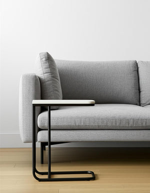 HomeRoots 23" Elegant Black and White Marble C Table - Modern Metal End Table for Small Spaces and Style 604464