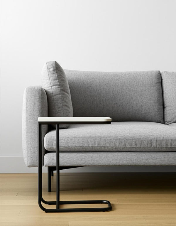 HomeRoots 23" Elegant Black and White Marble C Table - Modern Metal End Table for Small Spaces and Style 604464