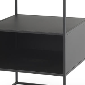 HomeRoots 21" Modern Clear Glass & Black Metal End Table with 2 Shelves – Stylish, Space-Saving Design! 604465