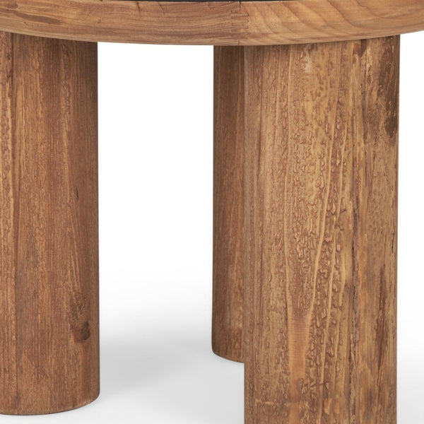 HomeRoots 18" Rustic Brown and Black Reclaimed Wood Round End Table – Stylish Vintage Charm for Any Room 604469