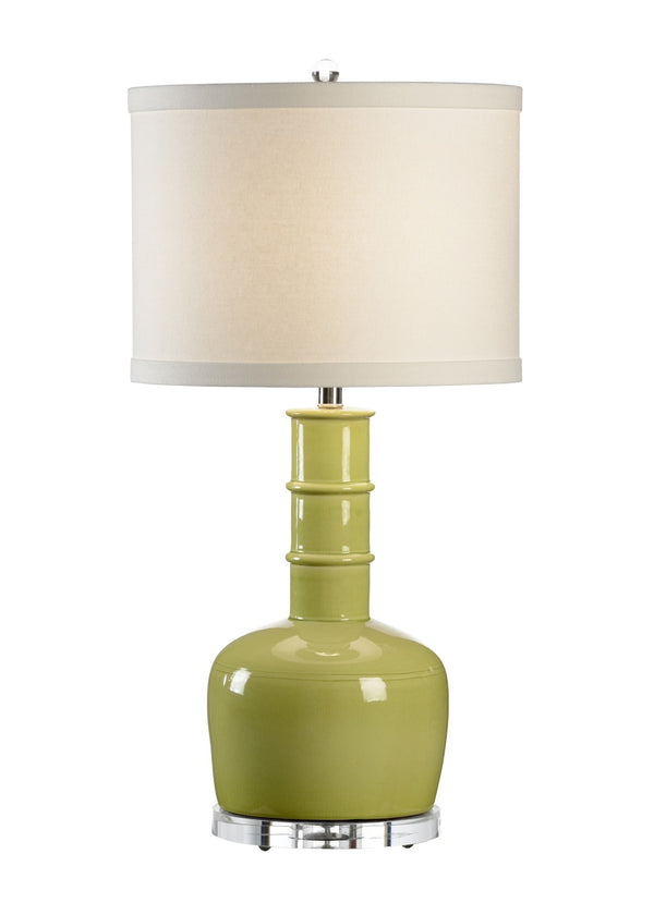 Wildwood Chang Lamp Kiwi Glazed Ceramic Table Lamp On Crystal Base With Cream Linen Shade — 32" Modern Accent 60447