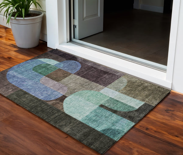 Homeroots 3' Stunning Abstract Washable Area Rug For Indoor And Outdoor Spaces - Durable And Stylish Design 3' X 5' Polyester 604470