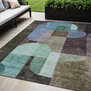 Homeroots 3' Stunning Abstract Washable Area Rug For Indoor And Outdoor Spaces - Durable And Stylish Design 5' X 8' Polyester 604471