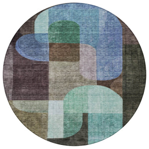 Homeroots 3' Stunning Abstract Washable Area Rug For Indoor And Outdoor Spaces - Durable And Stylish Design 8' Round Polyester 604472