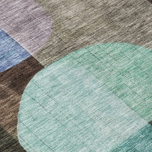 Homeroots 3' Stunning Abstract Washable Area Rug For Indoor And Outdoor Spaces - Durable And Stylish Design 8' Round Polyester 604472