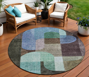 Homeroots 3' Stunning Abstract Washable Area Rug For Indoor And Outdoor Spaces - Durable And Stylish Design 8' Round Polyester 604472