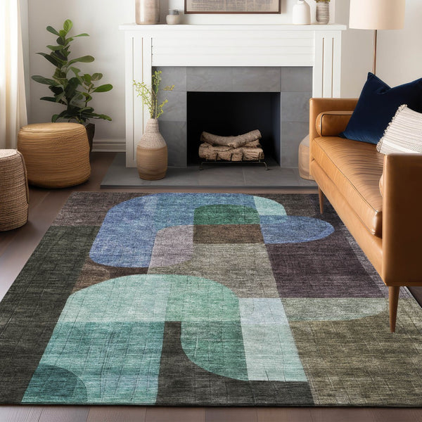 Homeroots 3' Stunning Abstract Washable Area Rug For Indoor And Outdoor Spaces - Durable And Stylish Design 9' X 12' Polyester 604474