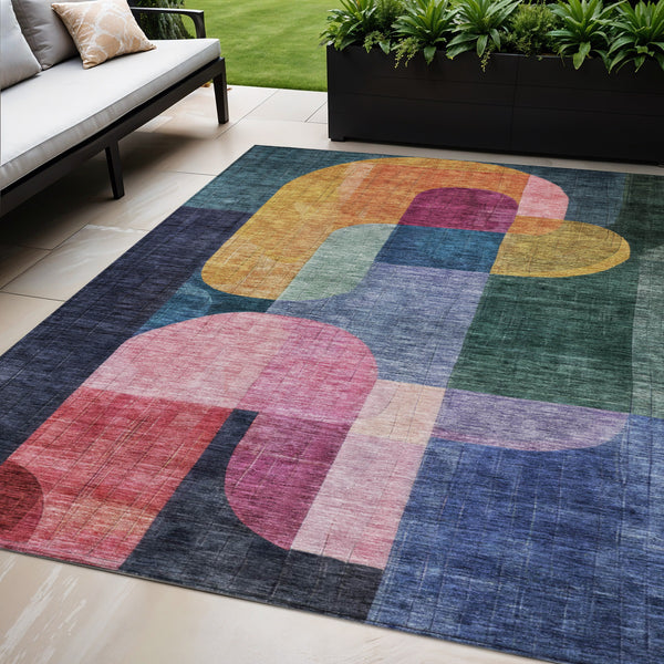 Homeroots 3' Stunning Abstract Washable Area Rug For Indoor And Outdoor Spaces - Durable And Stylish Design 5' X 8' Polyester 604477