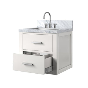English Elm White Compact Bathroom Vanity Set With Acrylic Top & Chrome Faucet - Perfect For Small Spaces B2731P257899-GIGA