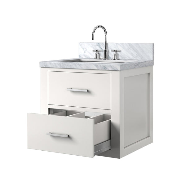 English Elm White Compact Bathroom Vanity Set With Acrylic Top & Chrome Faucet - Perfect For Small Spaces B2731P257899-GIGA