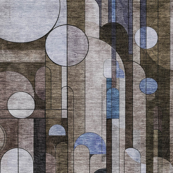 Homeroots 3' Stylish Geometric Washable Area Rug – Durable, Stain Resistant Design For Indoor & Outdoor Use 5' X 8' Polyester 604495