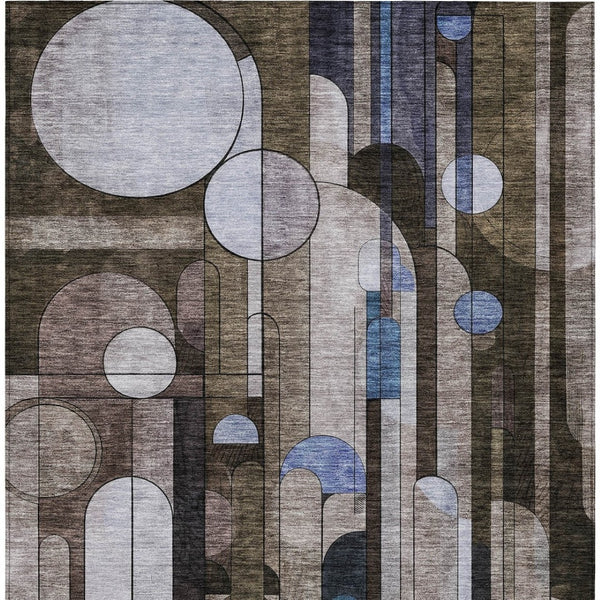 Homeroots 3' Stylish Geometric Washable Area Rug – Durable, Stain Resistant Design For Indoor & Outdoor Use 9' X 12' Polyester 604498