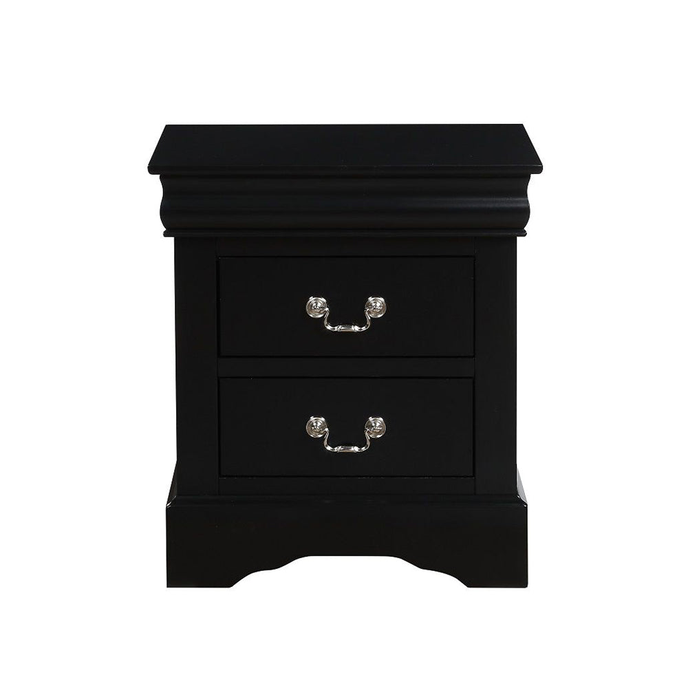 English Elm 2 Drawers Wooden Nightstand - Sleek Black Finish, Ample Storage & Elegant Design For Any Bedroom B016P252925