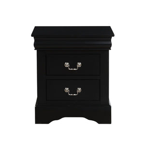 English Elm 2 Drawers Wooden Nightstand - Sleek Black Finish, Ample Storage & Elegant Design For Any Bedroom B016P252925