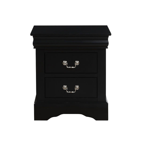 English Elm 2 Drawers Wooden Nightstand - Sleek Black Finish, Ample Storage & Elegant Design For Any Bedroom B016P252925