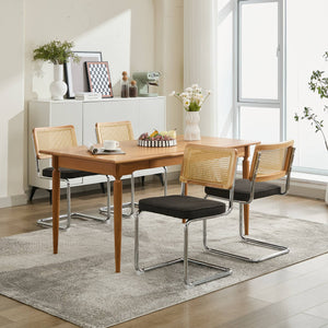 English Elm Mid Century Modern Dining Chairs Set Of 2 - Stylish Velvet Accent With Rattan Back & Chrome Base W1143P342096