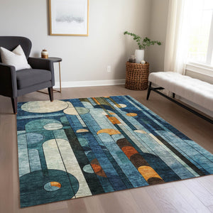 Homeroots 3' Stylish Geometric Washable Area Rug – Durable, Stain Resistant Design For Indoor & Outdoor Use 3' X 5' Polyester 604500