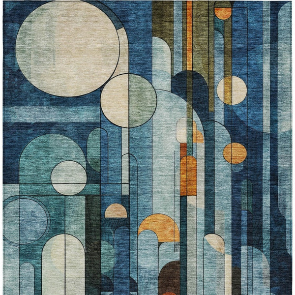 Homeroots 3' Stylish Geometric Washable Area Rug – Durable, Stain Resistant Design For Indoor & Outdoor Use 8' X 10' Polyester 604503