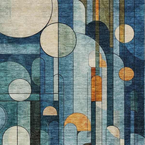 Homeroots 3' Stylish Geometric Washable Area Rug – Durable, Stain Resistant Design For Indoor & Outdoor Use 9' X 12' Polyester 604504