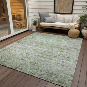 Homeroots 3' Artichoke Green Striped Washable Area Rug - Stylish Indoor & Outdoor Comfort For Any Space 3' X 5' Polyester 604512