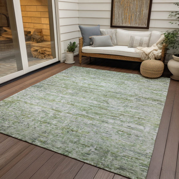 Homeroots 3' Artichoke Green Striped Washable Area Rug - Stylish Indoor & Outdoor Comfort For Any Space 3' X 5' Polyester 604512