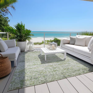 Homeroots 3' Artichoke Green Striped Washable Area Rug - Stylish Indoor & Outdoor Comfort For Any Space 5' X 8' Polyester 604513