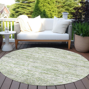 Homeroots 3' Artichoke Green Striped Washable Area Rug - Stylish Indoor & Outdoor Comfort For Any Space 8' Round Polyester 604514