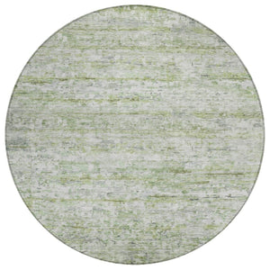 HomeRoots 5' Stylish Artichoke Green and Ivory Striped Area Rug - Durable, Washable for Indoor & Outdoor Use 8' Round 604514