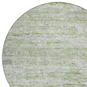 Homeroots 3' Artichoke Green Striped Washable Area Rug - Stylish Indoor & Outdoor Comfort For Any Space 8' Round Polyester 604514