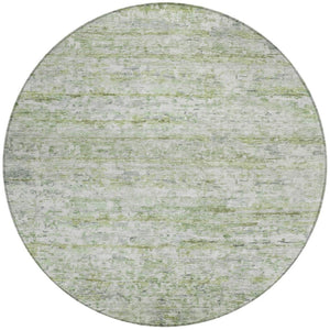 Homeroots 3' Artichoke Green Striped Washable Area Rug - Stylish Indoor & Outdoor Comfort For Any Space 8' Round Polyester 604514