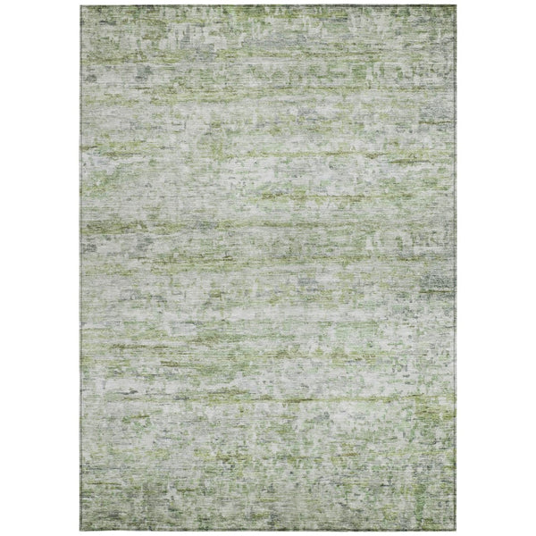 Homeroots 3' Artichoke Green Striped Washable Area Rug - Stylish Indoor & Outdoor Comfort For Any Space 8' X 10' Polyester 604515