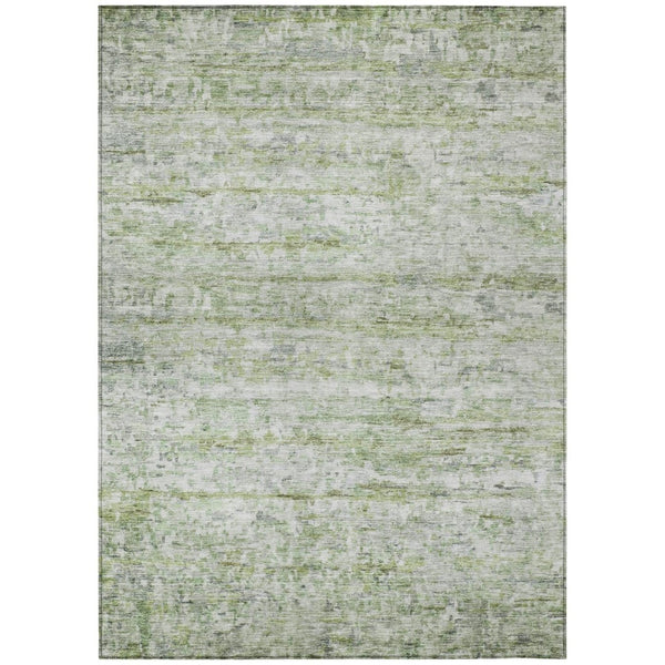 HomeRoots 9' X 12' Artichoke Green Striped Washable Area Rug – Durable, Stylish for Indoor & Outdoor Spaces! 604516