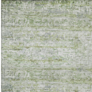 Homeroots 3' Artichoke Green Striped Washable Area Rug - Stylish Indoor & Outdoor Comfort For Any Space 9' X 12' Polyester 604516