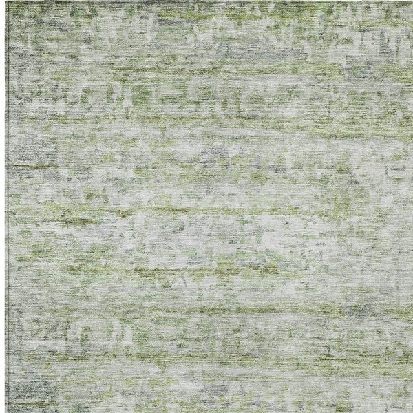 Homeroots 3' Artichoke Green Striped Washable Area Rug - Stylish Indoor & Outdoor Comfort For Any Space 9' X 12' Polyester 604516