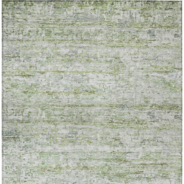 Homeroots 3' Artichoke Green Striped Washable Area Rug - Stylish Indoor & Outdoor Comfort For Any Space 10' X 14' Polyester 604517