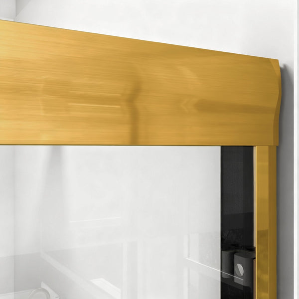 English Elm 44" Semi-frameless Double Sliding Shower Door Brushed Gold Tempered Glass Walk-in W1920P388013