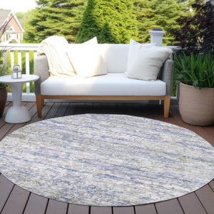 Homeroots 3' Artichoke Green Striped Washable Area Rug - Stylish Indoor & Outdoor Comfort For Any Space 8' Round Polyester 604520