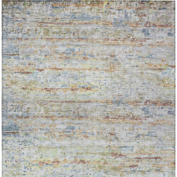 Homeroots 3' Artichoke Green Striped Washable Area Rug - Stylish Indoor & Outdoor Comfort For Any Space 3' X 5' Polyester 604524