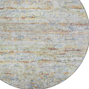 Homeroots 3' Artichoke Green Striped Washable Area Rug - Stylish Indoor & Outdoor Comfort For Any Space 8' Round Polyester 604526